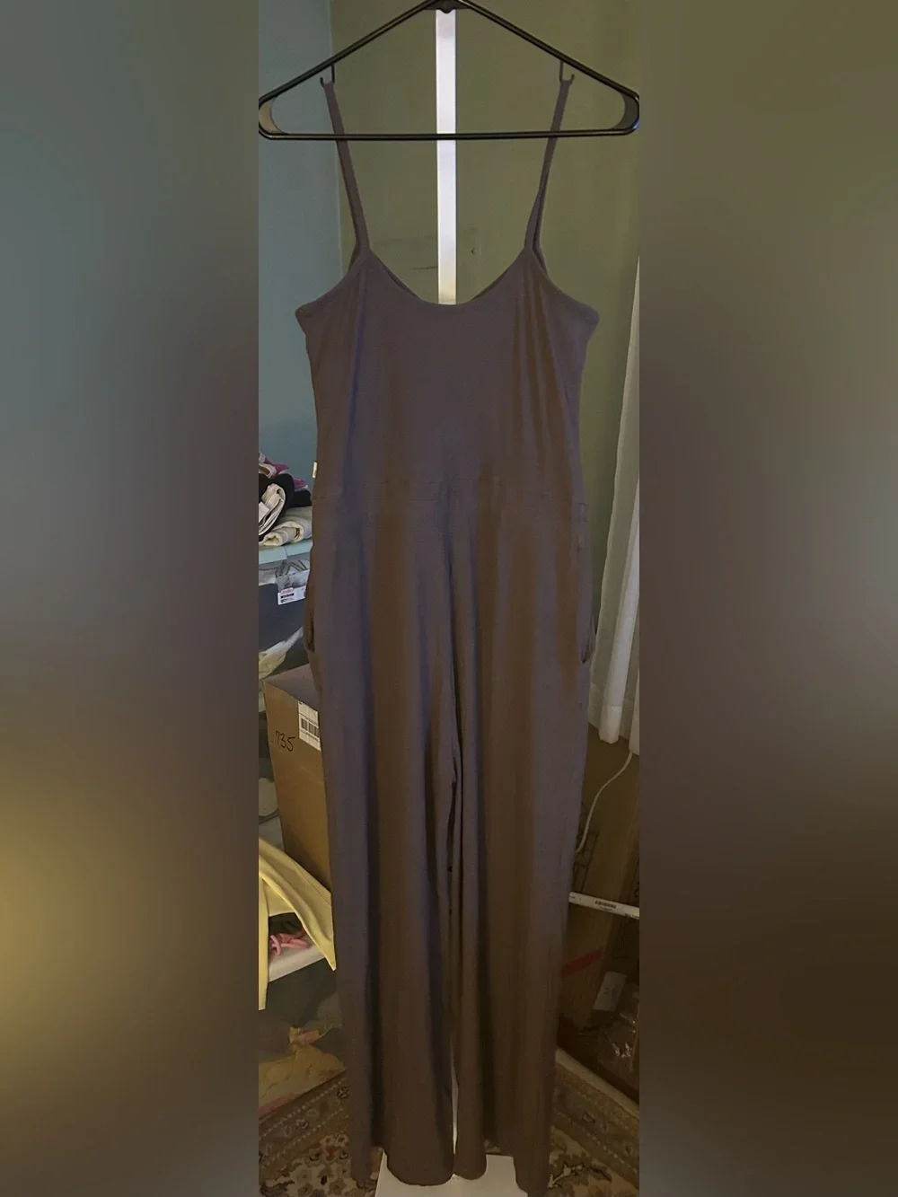 Vuori Pose Henley Jumpsuit in the color Brown